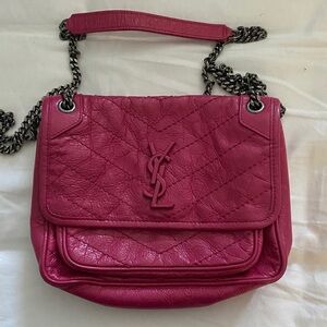 Yves Saint Laurent Fuchsia Quilted Shoulder Bag